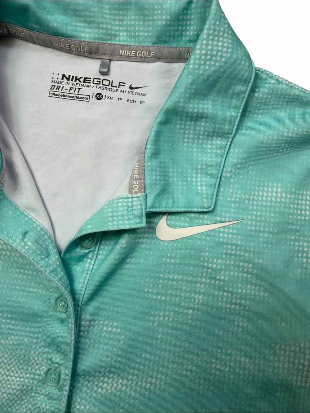 Nike Golf Dri-FIT Women's XS Turquoise Blue White Short Sleeve Polo Shirt - Picture 3 of 7
